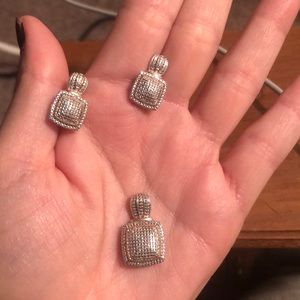 Sterling silver diamond cut earrings and charm